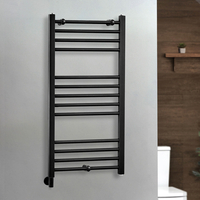 Elektrischer Handtuchheizkörper - 1000mm x 500mm - inkl. Heizelement zur Festverdrahtung & Kabelabdeckung - Schwarz – Nox - ECOSO von Hudson Reed