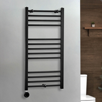 Elektrischer Handtuchheizkörper - 1000mm x 500mm - inkl. thermostatischem WLAN-Element zur Festverdrahtung - Schwarz – Nox - ECOSO von Hudson Reed