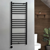 Elektrischer Handtuchheizkörper - 1200mm x 500mm - inkl. thermostatischem WLAN-Element zur Festverdrahtung - Schwarz – Nox - ECOSO von Hudson Reed