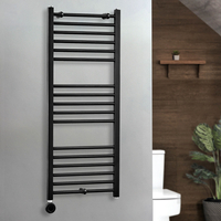 Elektrischer Handtuchheizkörper - 1200mm x 500mm - inkl. thermostatischem WLAN-Element zur Festverdrahtung - Schwarz – Nox - ECOSO von Hudson Reed