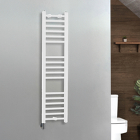 Elektrischer Handtuchheizkörper 1200mm x 300mm inkl. manuelem Heizelement zur Festverdrahtung & Kabelabdeckung Weiß – Ive - ECOSO von Hudson Reed