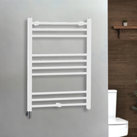 Elektrischer Handtuchheizkörper 800mm x 600mm inkl. manuelem Heizelement zur Festverdrahtung & Kabelabdeckung Weiß – Ive - ECOSO von Hudson Reed