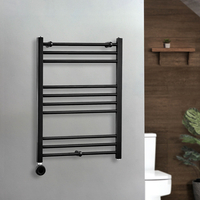 Elektrischer Handtuchheizkörper 800mm x 600mm inkl. thermostatischem WLAN-Element mit Stecker Schwarz – Nox - ECOSO von Hudson Reed