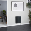 Elektroheizkörper Wandmontage für Gäste-WC,  900W,  mit Stecker & Smart-Funktion,  533mm x 595mm,  in Schwarz - Virtus Hudson Reed