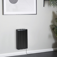 Elektroheizung für Gäste WC in Schwarz 570mm x 354mm,  700W Wandmontage Keramikkern - Kera Hudson Reed