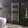 Flacher Handtuchheizkörper aus Edelstahl,  120cm x 50cm,  Gold-Finish - Quo Hudson Reed