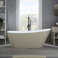 Freistehende Badewanne - (oval) - mit einer erhöhten Rückenschräge - 170 x 75cm - inkl. Überlauf in Schwarz - Beige - Otterton von Hudson Reed