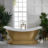 Freistehende Badewanne 175cm x 73cm,  mit zwei Rückenschrägen und Sockel - Zinn Metallic – Ryther Hudson Reed