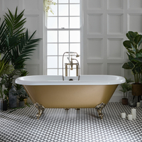 Freistehende Badewanne,  2 personen,  180 cm,  in Gold Metallic mit Füßen in gebürstetem Gold - Retro - Oxford von Hudson Reed