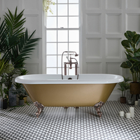 Freistehende Badewanne,  2 personen,  180 cm,  in Gold Metallic mit Füßen in geölter Bronze - Retro - Oxford von Hudson Reed