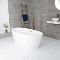 Freistehende Badewanne Beidseitig (oval) 1595mm x 740mm,  Mittelablauf – Farbe der Überlaufgarnitur wählbar – Ashbury Hudson Reed