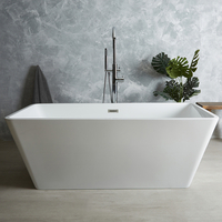 Freistehende Badewanne Eckig,  150cm x 75cm,  mit zwei Rückenschrägen,  Mittelablauf - Sandford Hudson Reed