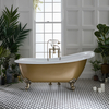 Freistehende Badewanne mit einer erhöhten Rückenschräge,  170 cm - in Gold Metallic mit Füßen in gebürstetem Gold - Oxford von Hudson Reed