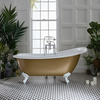 Freistehende Badewanne mit einer erhöhten Rückenschräge,  170 cm - in Gold Metallic mit Füßen in Weiß - Oxford von Hudson Reed