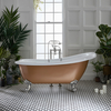 Freistehende Badewanne mit einer erhöhten Rückenschräge,  170 cm - in Kupfer Metallic mit Füßen in Chrom - Oxford von Hudson Reed