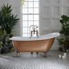 Freistehende Badewanne mit einer erhöhten Rückenschräge,  170 cm - in Kupfer Metallic mit Füßen in geölter Bronze - Oxford von Hudson Reed