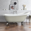 Freistehende Badewanne mit einer erhöhten Rückenschräge,  1710mm x 740mm in Beige mit Füßen in Chrom - Retro - Oxford von Hudson Reed