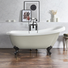 Freistehende Badewanne mit einer erhöhten Rückenschräge,  1710mm x 740mm in Beige mit Füßen in Schwarz - Retro - Oxford von Hudson Reed
