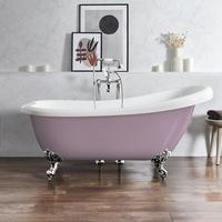Freistehende Badewanne mit einer erhöhten Rückenschräge,  1710mm x 740mm in Lila mit Füßen in Chrom - Retro - Oxford von Hudson Reed