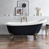 Freistehende Badewanne mit einer erhöhten Rückenschräge,  1710mm x 740mm in Schwarz mit Füßen in gebürstetem Gold - Retro - Oxford von Hudson Reed