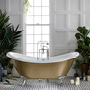 Freistehende Badewanne mit erhöhten Rückenschrägen,  175 x 73 cm - in Gold Metallic mit Füßen in Chrom – Retro - Oxford von Hudson Reed