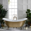 Freistehende Badewanne mit erhöhten Rückenschrägen,  175 x 73 cm - in Gold Metallic mit Füßen in gebürstetem Gold – Retro - Oxford von Hudson Reed