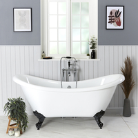 Freistehende Badewanne mit erhöhten Rückenschrägen,  1750mm x 730mm - Greiffüße Schwarz - Retro & Nostalgie – Hudson Reed Oxford