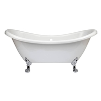 Freistehende Badewanne mit erhöhten Rückenschrägen,  1750mm x 730mm - Löwenfüße Chrom - Retro & Nostalgie – Hudson Reed Oxford