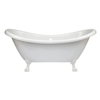 Freistehende Badewanne mit erhöhten Rückenschrägen,  1750mm x 730mm - Löwenfüße Weiß - Retro & Nostalgie – Hudson Reed Oxford