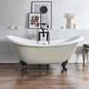 Freistehende Badewanne mit erhöhten Rückenschrägen,  1750mm x 730mm in Beige mit Füßen in Schwarz - Retro - Oxford von Hudson Reed