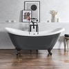Freistehende Badewanne mit erhöhten Rückenschrägen,  1750mm x 730mm in Grau mit Füßen in Schwarz - Retro - Oxford von Hudson Reed