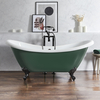 Freistehende Badewanne mit erhöhten Rückenschrägen,  1750mm x 730mm in Grün mit Füßen in Schwarz - Retro - Oxford von Hudson Reed