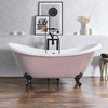 Freistehende Badewanne mit erhöhten Rückenschrägen,  1750mm x 730mm in Rosa mit Füßen in Schwarz - Retro - Oxford von Hudson Reed