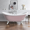 Freistehende Badewanne mit erhöhten Rückenschrägen,  1750mm x 730mm in Rosa mit Füßen in Weiß - Retro - Oxford von Hudson Reed