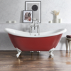 Freistehende Badewanne mit erhöhten Rückenschrägen,  1750mm x 730mm in Rot mit Füßen in Weiß - Retro - Oxford von Hudson Reed