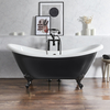 Freistehende Badewanne mit erhöhten Rückenschrägen,  1750mm x 730mm in Schwarz mit Füßen in Schwarz - Retro - Oxford von Hudson Reed