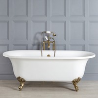 Freistehende Badewanne mit zwei Rückenschrägen 1685mm x 780mm - Greiffüße gebüstetes Gold - Oval - Richmond von Hudson Reed