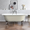 Freistehende Badewanne mit zwei Rückenschrägen,  1730mm x 780mm in Beige mit Füßen in Chrom - Hudson Reed Retro