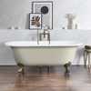 Freistehende Badewanne mit zwei Rückenschrägen,  1730mm x 780mm in Beige mit Füßen in gebürstetem Gold - Hudson Reed Retro