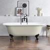 Freistehende Badewanne mit zwei Rückenschrägen,  1730mm x 780mm in Beige mit Füßen in Schwarz - Hudson Reed Retro