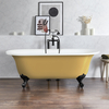 Freistehende Badewanne mit zwei Rückenschrägen,  1730mm x 780mm in Gelb mit Füßen in Schwarz - Hudson Reed Retro