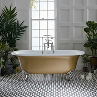 Freistehende Badewanne mit zwei Rückenschrägen,  1730mm x 780mm in Gold Metallic mit Füßen in Chrom – Richmond