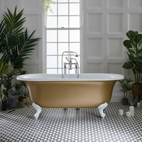 Freistehende Badewanne mit zwei Rückenschrägen,  1730mm x 780mm in Gold Metallic mit Füßen in Weiß - Retro Nostalgie