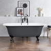 Freistehende Badewanne mit zwei Rückenschrägen,  1730mm x 780mm in Grau mit Füßen in Schwarz - Hudson Reed Retro