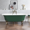 Freistehende Badewanne mit zwei Rückenschrägen,  1730mm x 780mm in Grün mit Füßen in gebürstetem Gold - Hudson Reed Retro