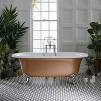 Freistehende Badewanne mit zwei Rückenschrägen,  1730mm x 780mm in Kupfer Metallic mit Füßen in Chrom – Richmond