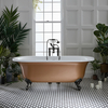 Freistehende Badewanne mit zwei Rückenschrägen,  1730mm x 780mm in Kupfer Metallic mit Füßen in Schwarz – Retro Nostalgie