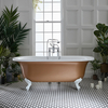 Freistehende Badewanne mit zwei Rückenschrägen,  1730mm x 780mm in Kupfer Metallic mit Füßen in Weiß - Retro Nostalgie