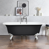 Freistehende Badewanne mit zwei Rückenschrägen,  1730mm x 780mm in Schwarz mit Füßen in Weiß – Hudson Reed Retro