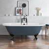 Freistehende Badewanne mit zwei Rückenschrägen,  1780mm x 825mm in Blau mit Füßen in Schwarz – Retro - Hudson Reed